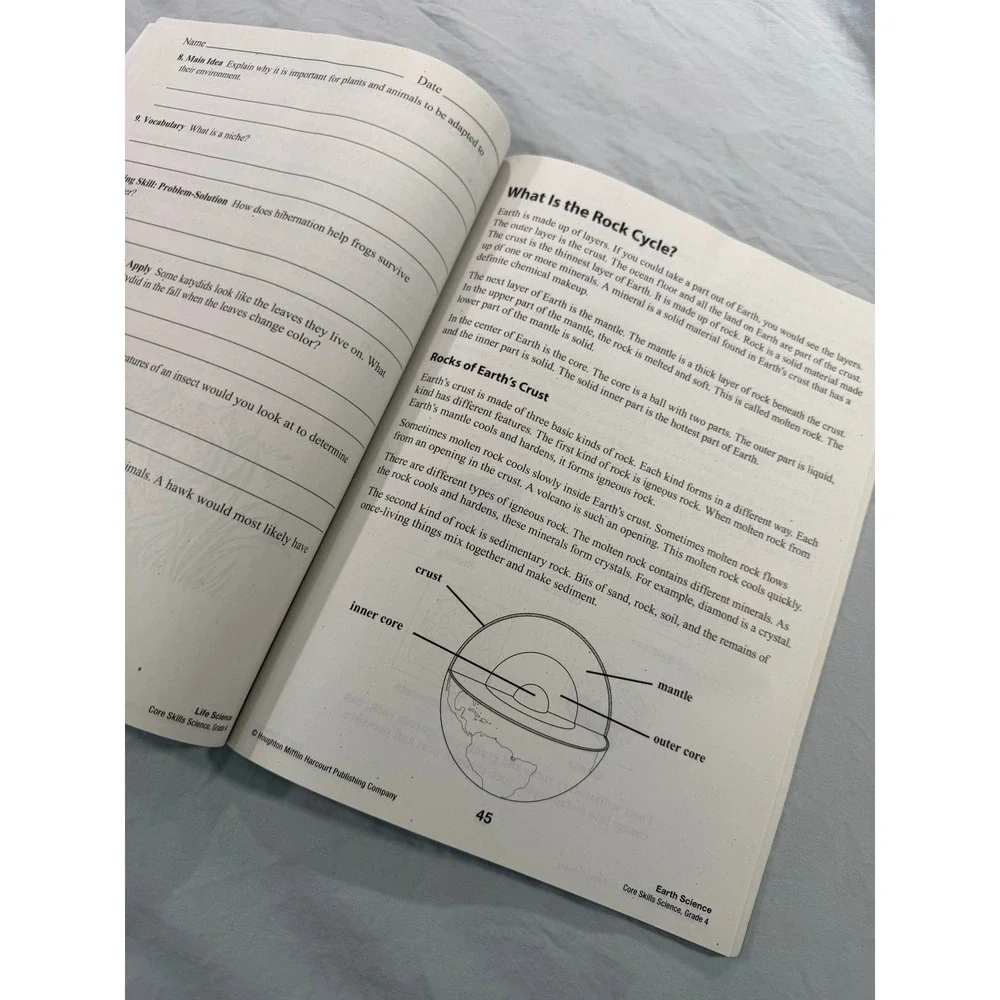 Houghton Mifflin Harcourt Core Skills Science Grade 4 Workbook NGSS